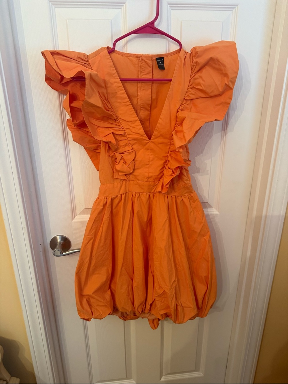 Shein Orange Ruffle One-Piece Dress